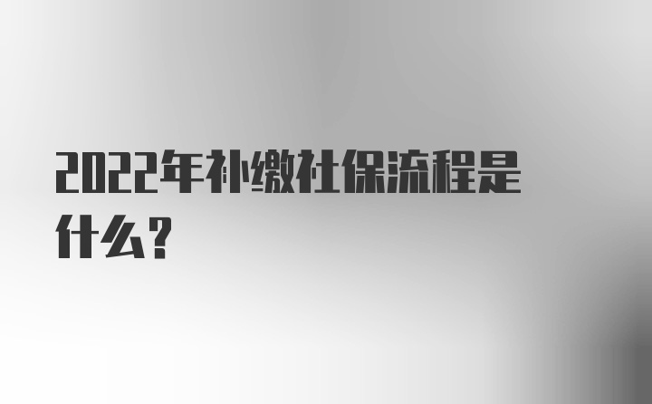 2022年补缴社保流程是什么？