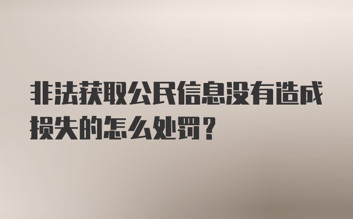 非法获取公民信息没有造成损失的怎么处罚？