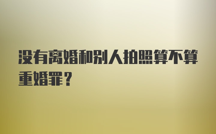 没有离婚和别人拍照算不算重婚罪?