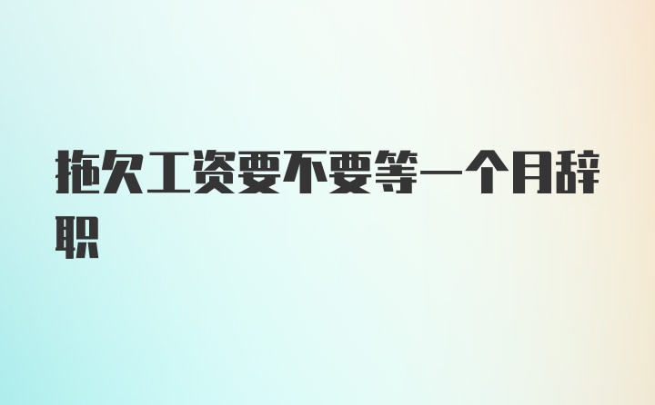 拖欠工资要不要等一个月辞职