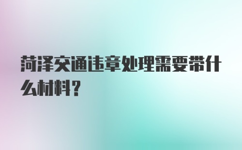 菏泽交通违章处理需要带什么材料？