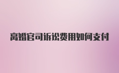 离婚官司诉讼费用如何支付