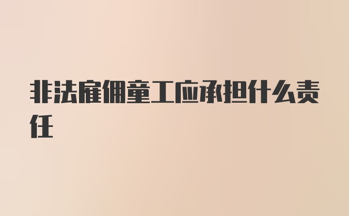 非法雇佣童工应承担什么责任