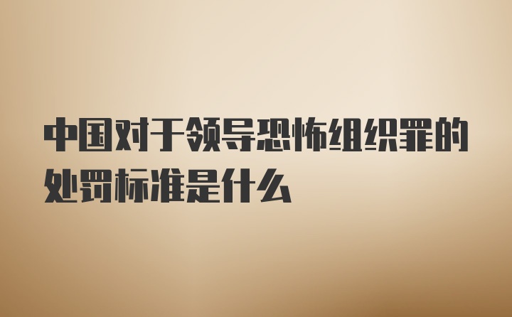 中国对于领导恐怖组织罪的处罚标准是什么