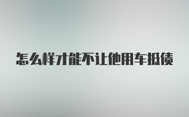 怎么样才能不让他用车抵债