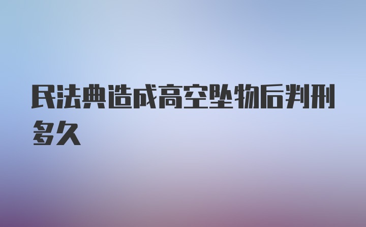 民法典造成高空坠物后判刑多久