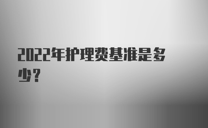 2022年护理费基准是多少?