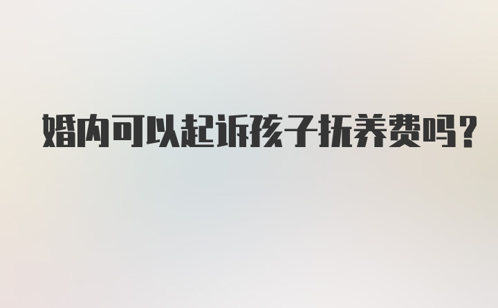 婚内可以起诉孩子抚养费吗?