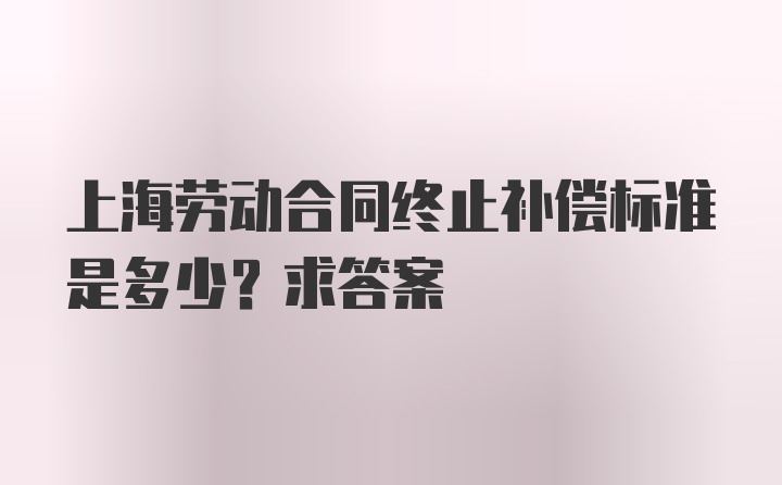 上海劳动合同终止补偿标准是多少？求答案