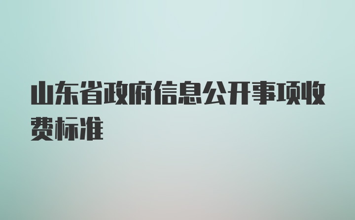 山东省政府信息公开事项收费标准