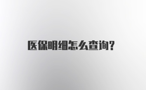 医保明细怎么查询?