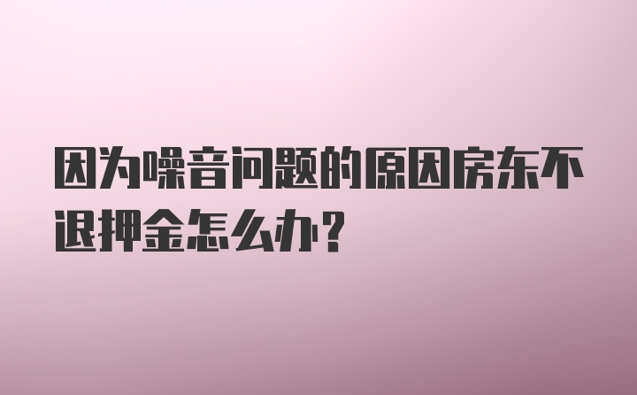 因为噪音问题的原因房东不退押金怎么办？