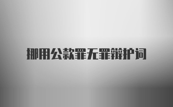 挪用公款罪无罪辩护词