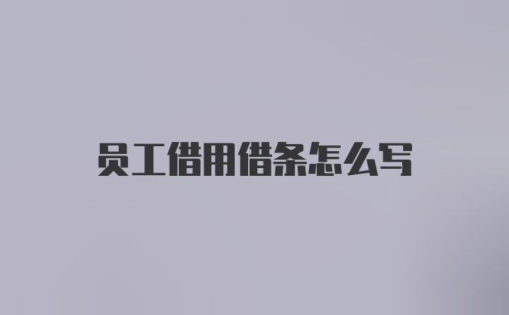 员工借用借条怎么写