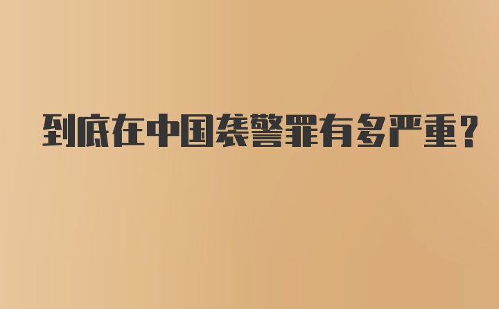 到底在中国袭警罪有多严重？