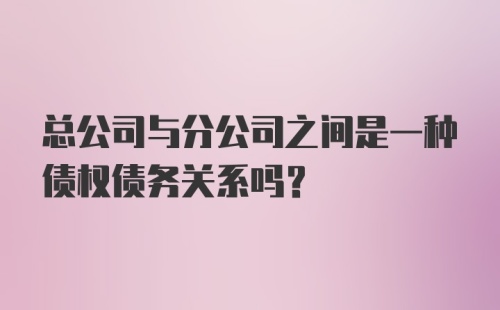 总公司与分公司之间是一种债权债务关系吗？