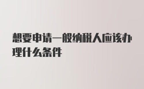 想要申请一般纳税人应该办理什么条件