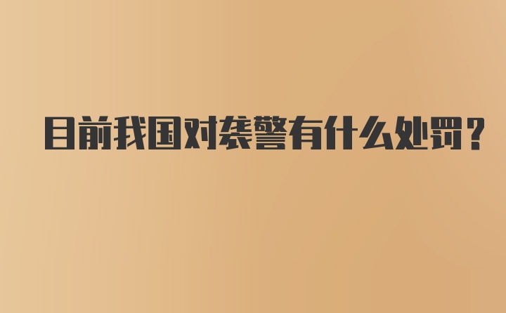 目前我国对袭警有什么处罚?