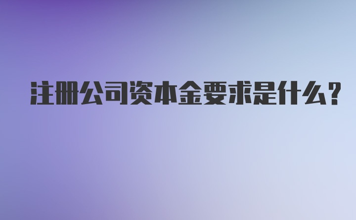 注册公司资本金要求是什么？