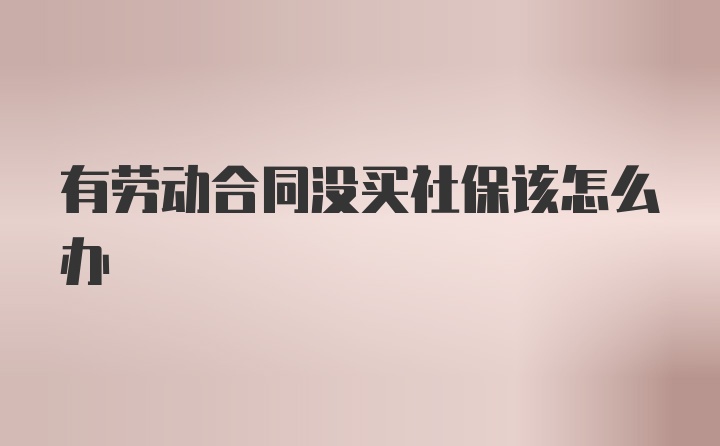 有劳动合同没买社保该怎么办