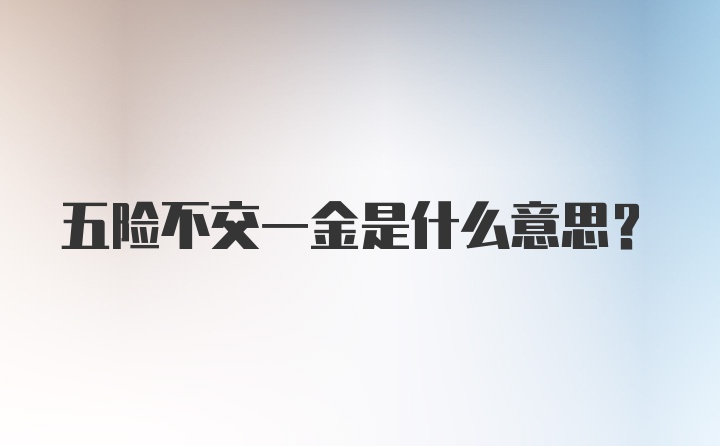 五险不交一金是什么意思？