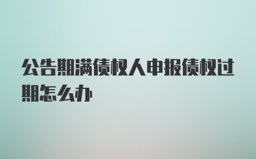 公告期满债权人申报债权过期怎么办