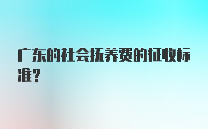 广东的社会抚养费的征收标准？