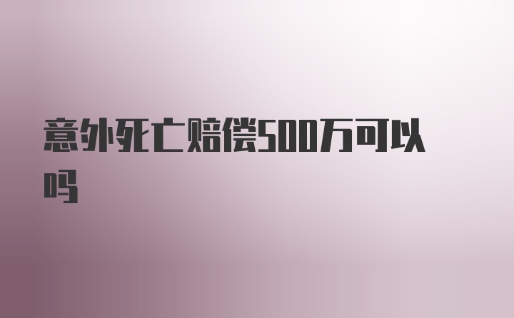 意外死亡赔偿500万可以吗