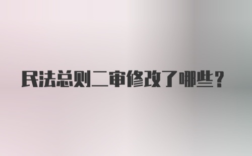 民法总则二审修改了哪些？