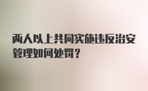 两人以上共同实施违反治安管理如何处罚？