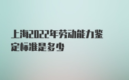 上海2022年劳动能力鉴定标准是多少