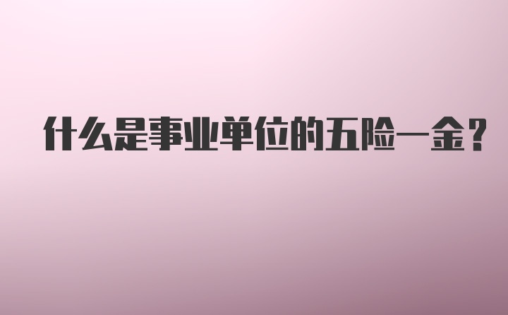 什么是事业单位的五险一金？