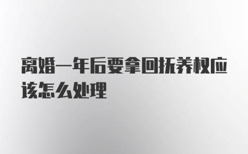 离婚一年后要拿回抚养权应该怎么处理