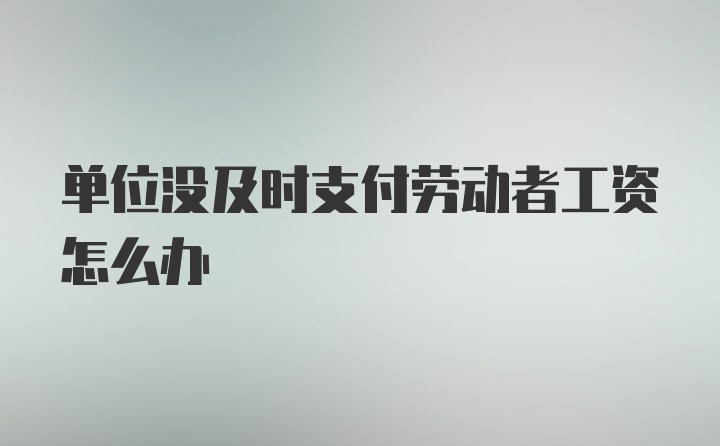 单位没及时支付劳动者工资怎么办