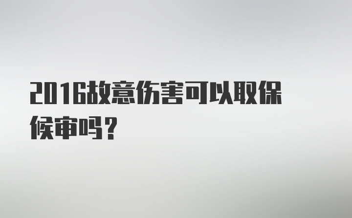 2016故意伤害可以取保候审吗?