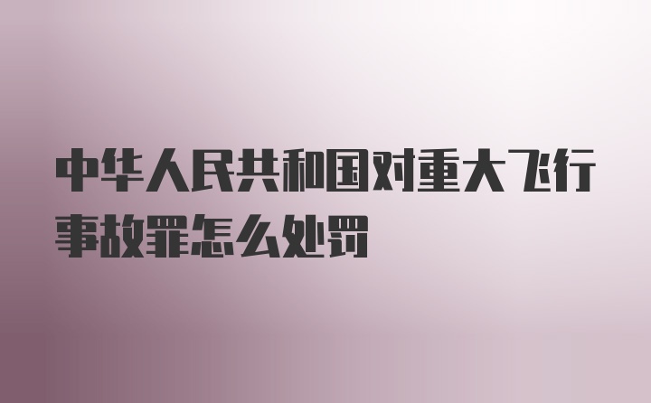 中华人民共和国对重大飞行事故罪怎么处罚