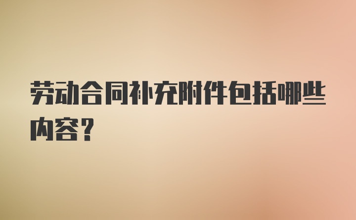 劳动合同补充附件包括哪些内容？