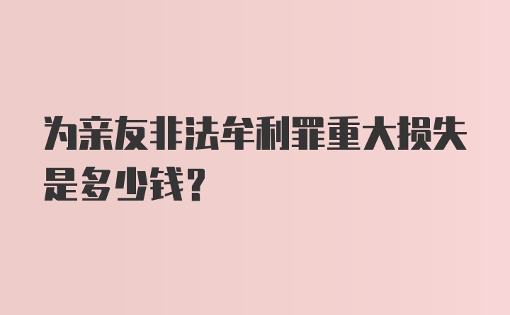 为亲友非法牟利罪重大损失是多少钱？