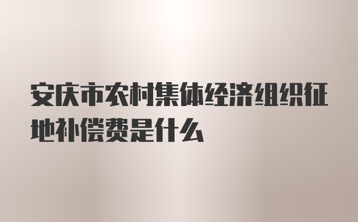安庆市农村集体经济组织征地补偿费是什么