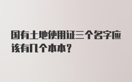 国有土地使用证三个名字应该有几个本本？