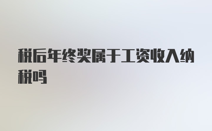 税后年终奖属于工资收入纳税吗