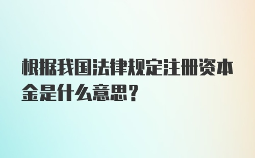 根据我国法律规定注册资本金是什么意思?