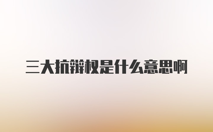 三大抗辩权是什么意思啊