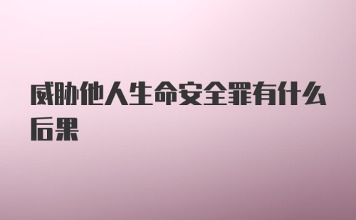 威胁他人生命安全罪有什么后果