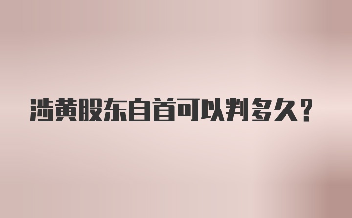 涉黄股东自首可以判多久？