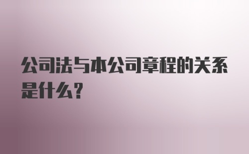 公司法与本公司章程的关系是什么？