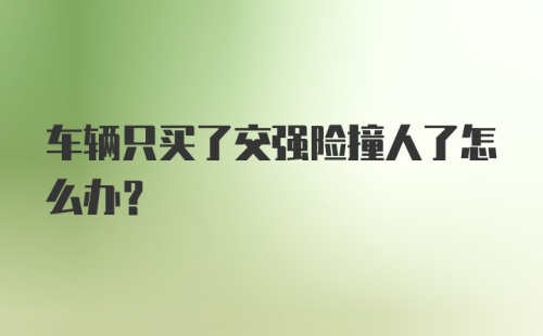 车辆只买了交强险撞人了怎么办？