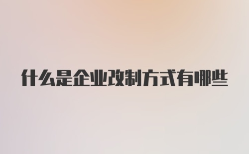 什么是企业改制方式有哪些