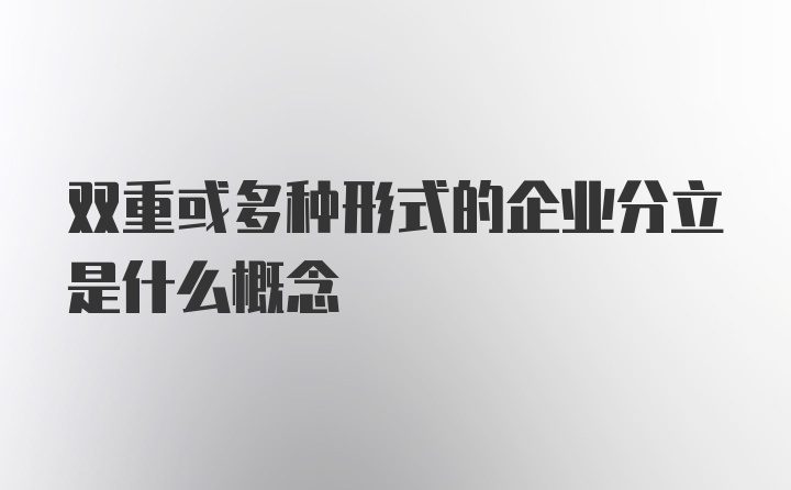 双重或多种形式的企业分立是什么概念