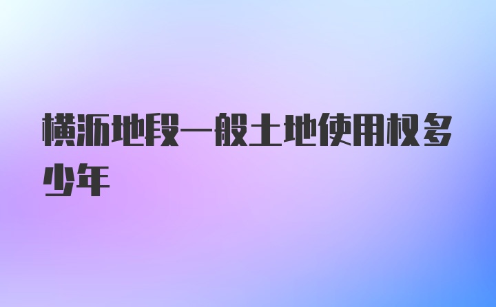 横沥地段一般土地使用权多少年